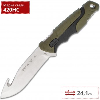 Нож BUCK 0657GRG PURSUIT LARGE GUTHOOK
